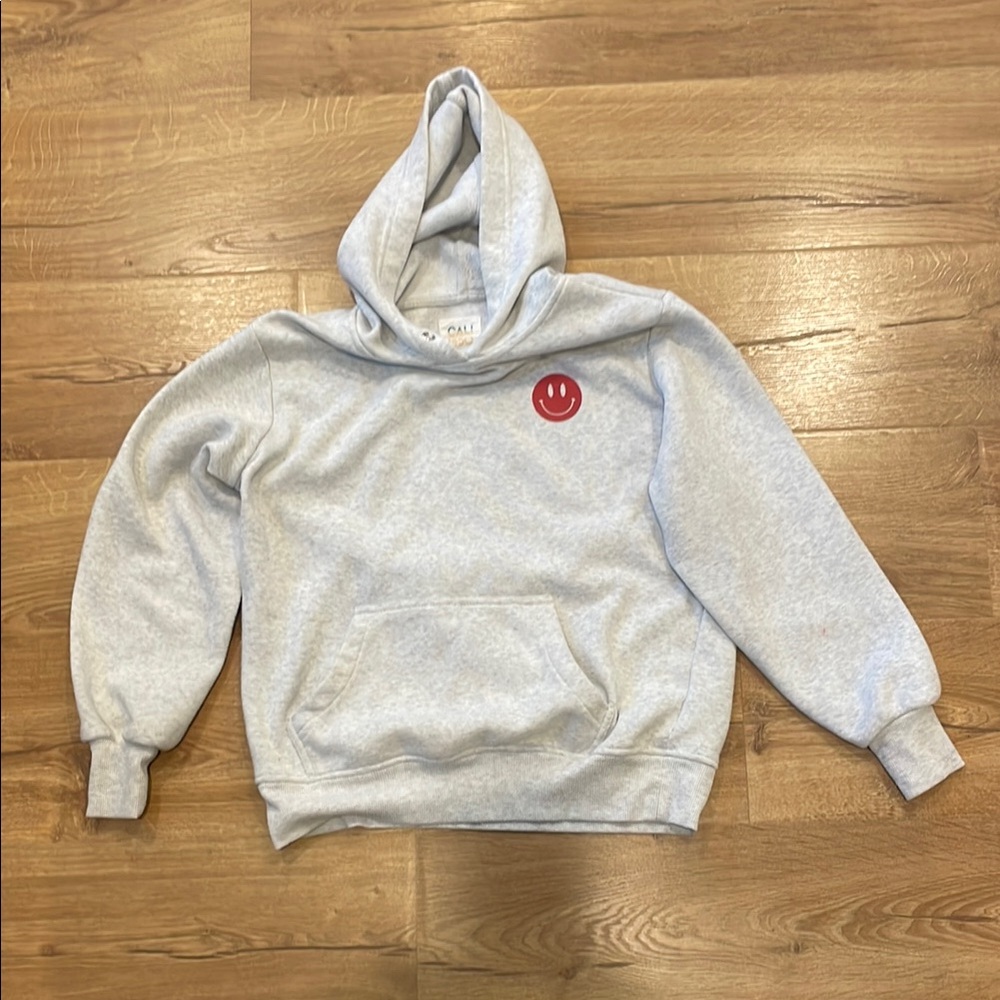 Cali1850 Gray Hoodie with Red Smiley Patch (Adult XS)